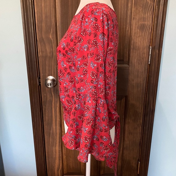 Jack by BB Dakota Red Rose Floral Back Tie Top - Picture 2 of 7